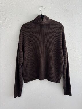 elysewalker label 100% Cashmere Brown Knit Turtleneck Sweater - Size Small